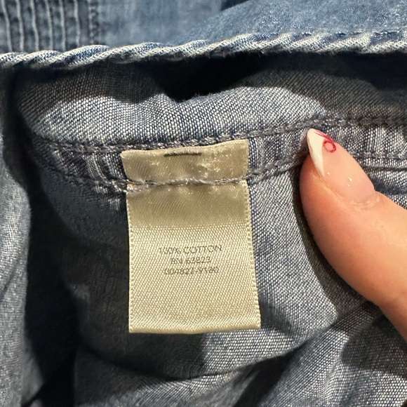 CHRISTOPHER & BANKS 100% Cotton Denim Peasant Boho Blouse Size S - Picture 5 of 5